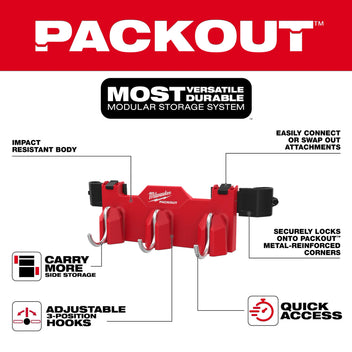 Milwaukee Tool PACKOUT Tool Box 3-Hook Attachment