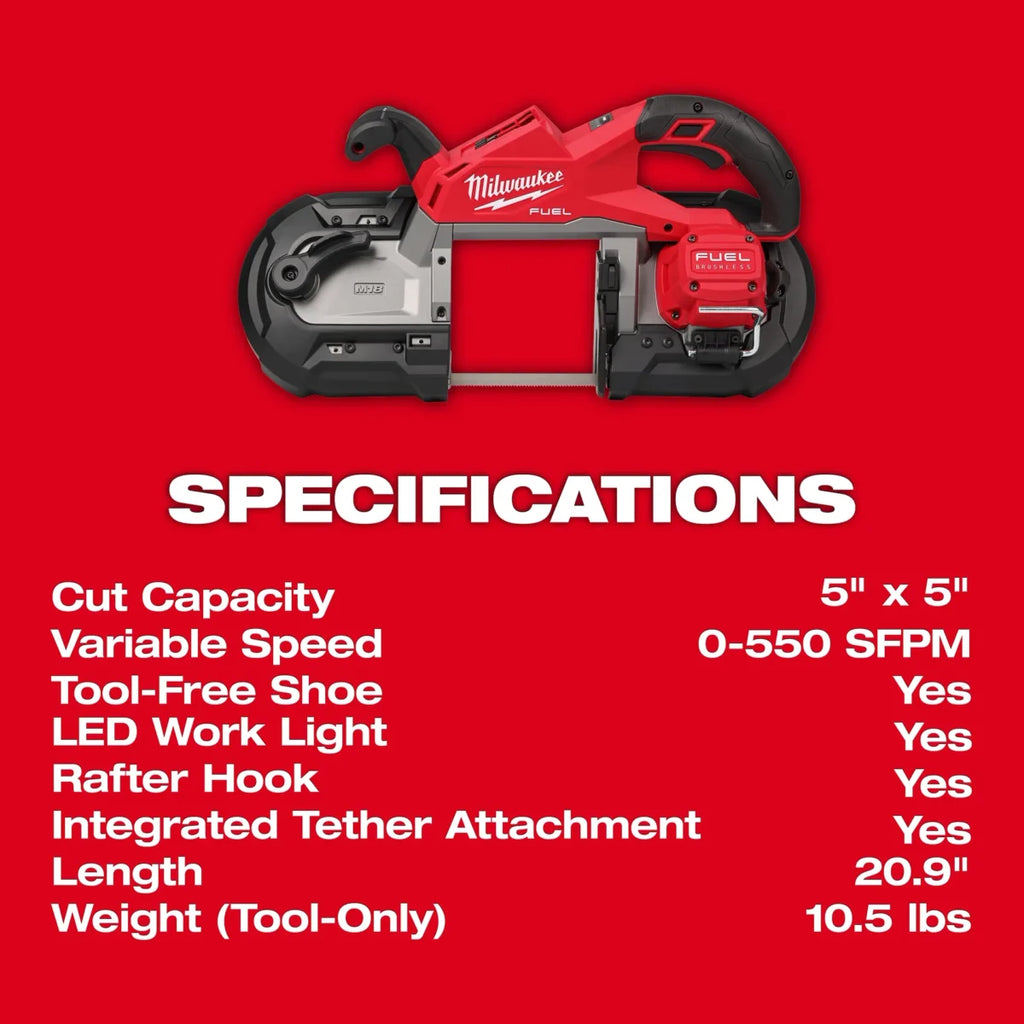 Milwaukee Tool M18 FUEL 18V Lithium-Ion Brushless Cordless Deep Cut Band Saw w/ FREE 8.0 Battery