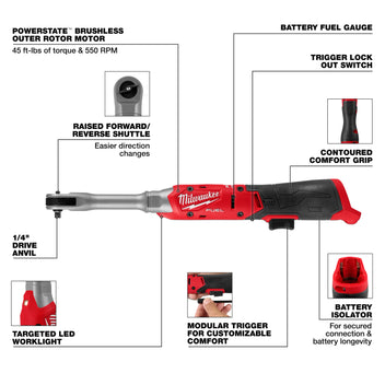 M12 FUEL™ 1/4" Extended Reach Ratchet