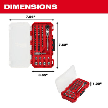 Milwaukee Tool 44 Piece 1/4 Inch Hex Drive Mini Flex Head Ratchet and Bit Set