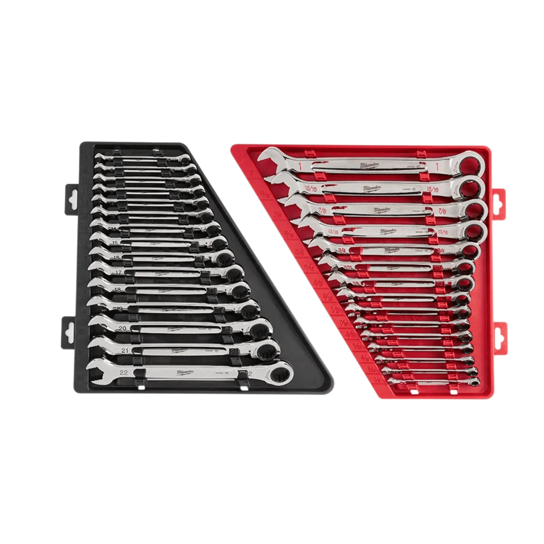 30-PC RATCHETING COMBI WRENCH SET - METRIC & SAE MAX BITE OPEN-END GRIP