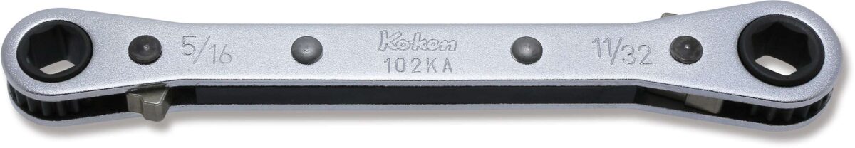 Ko-ken 102KA-7/32X1/4 Ratcheting Ring Wrench  7/32x1/4 6 point Length 108mm Reversible