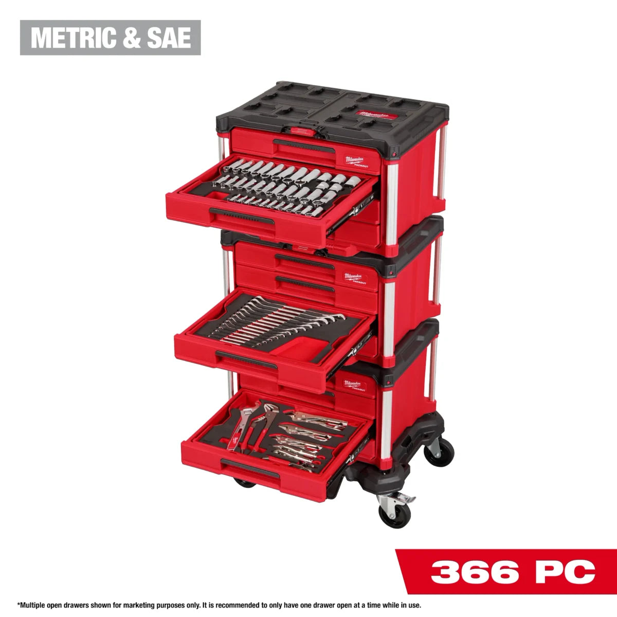 Milwaukee Tool 366 Piece Master Mechanics Hand Tool Set with PACKOUT Drawers and Dolly Main image