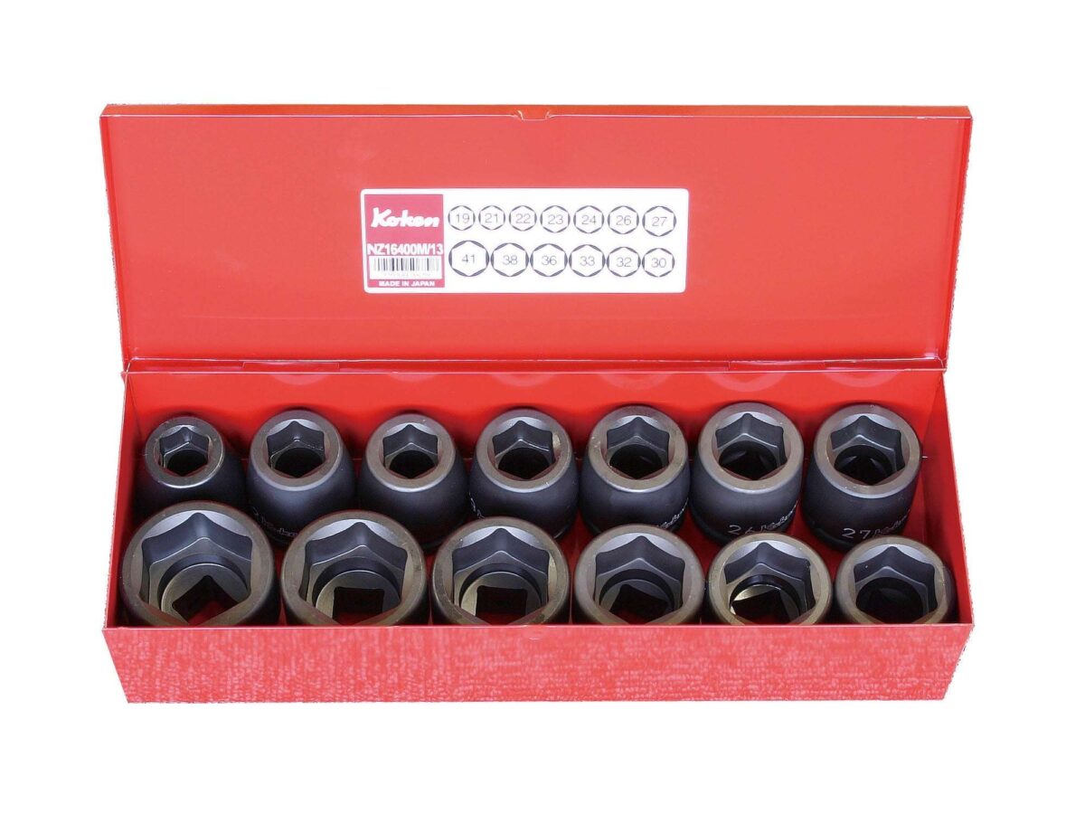 Ko-ken 16201M-01 3/4 Sq. Dr. Thin Wall Socket Set  19-41mm 6 point   13 pieces