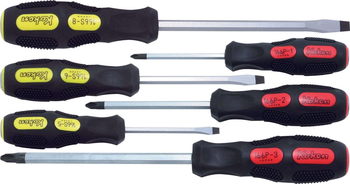 Ko-ken 166S-5 Slotted Blade Through type Screwdriver 5mm  Length 175mm Main image