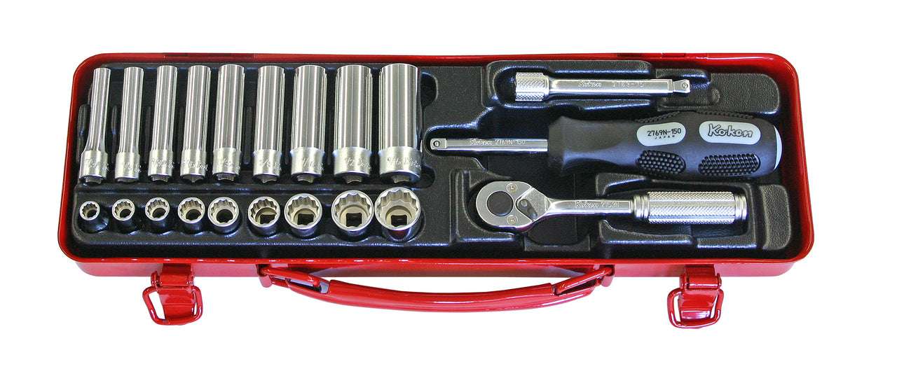 Ko-ken 2285ZE 1/4 Sq. Dr. 10 Piece Z-Series 6-Point Socket Set  5.5-14mm