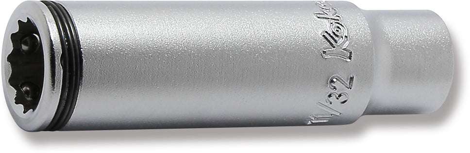 Ko-ken 2355A-11/32 1/4" Sq. Drive 12-Point SAE Deep Nut Grip Socket in 11/32