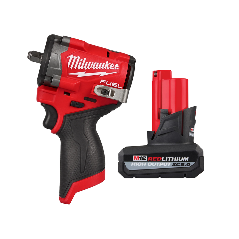 Milwaukee M12 FUEL (STUBBY) 3/8 Inch Impact Wrench w/ FREE High Output 5.0 Battery Main image