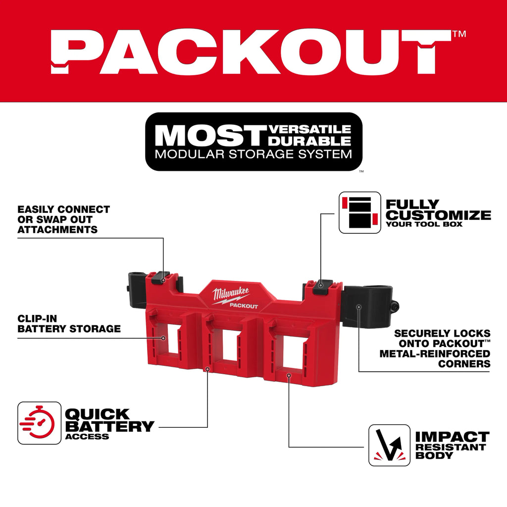 Milwaukee Tool PACKOUT Tool Box M18 Battery Rack Attachment