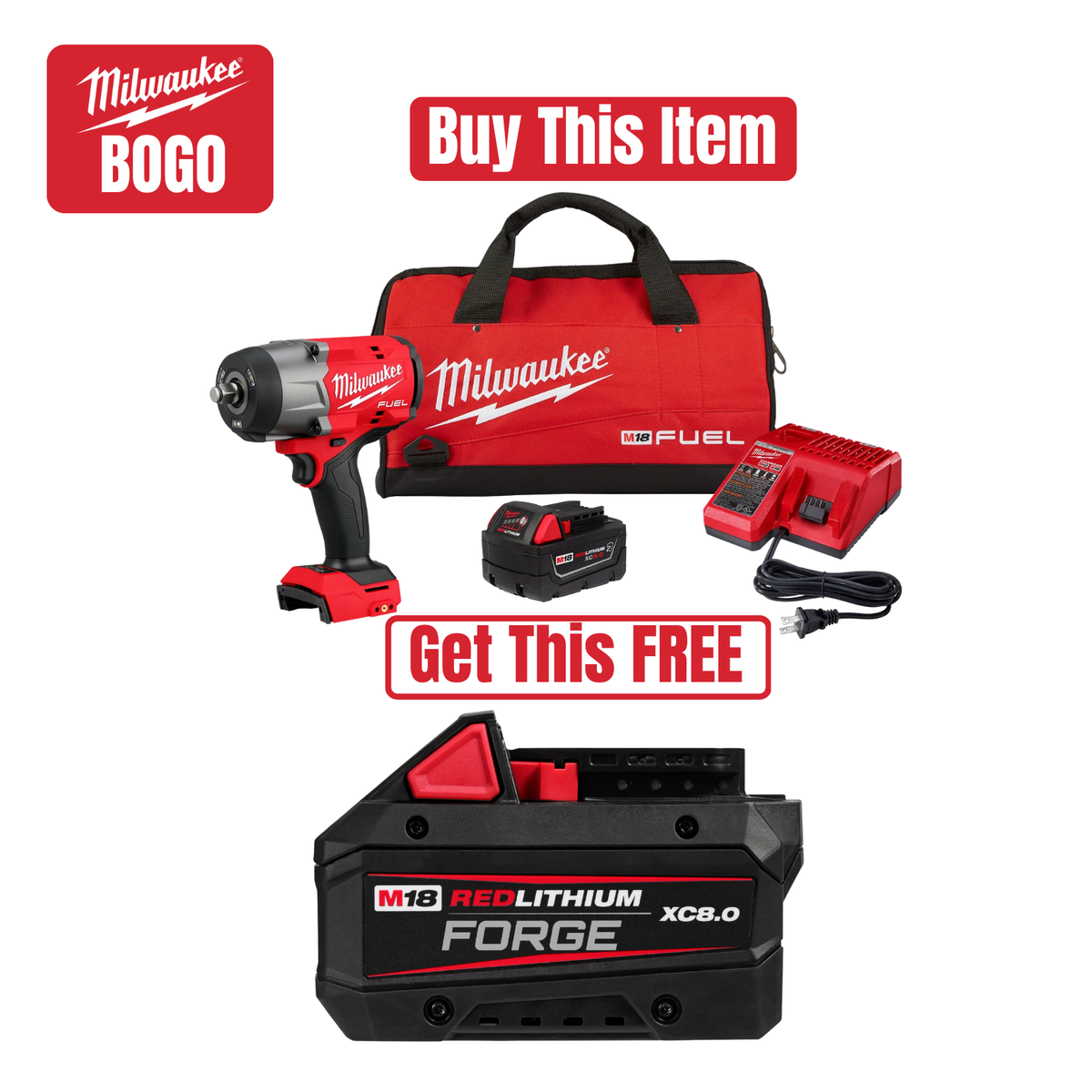 M18 FUEL™ 1/2" High Torque Impact Wrench w/ Friction Ring Kit w/ FREE Battery Main image