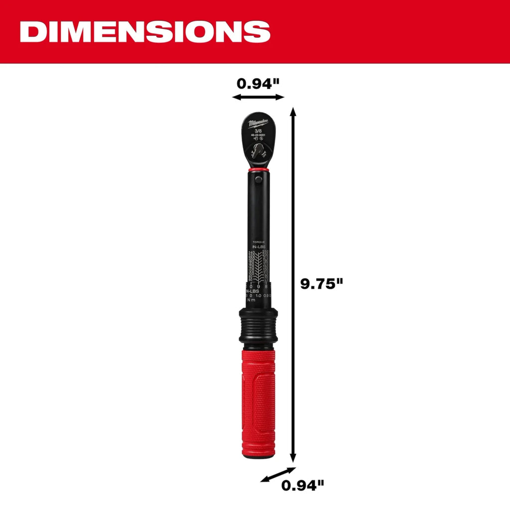 PREORDER: Milwaukee Tool 3/8 Inch Drive Click Torque Wrench 50-250 in-lbf