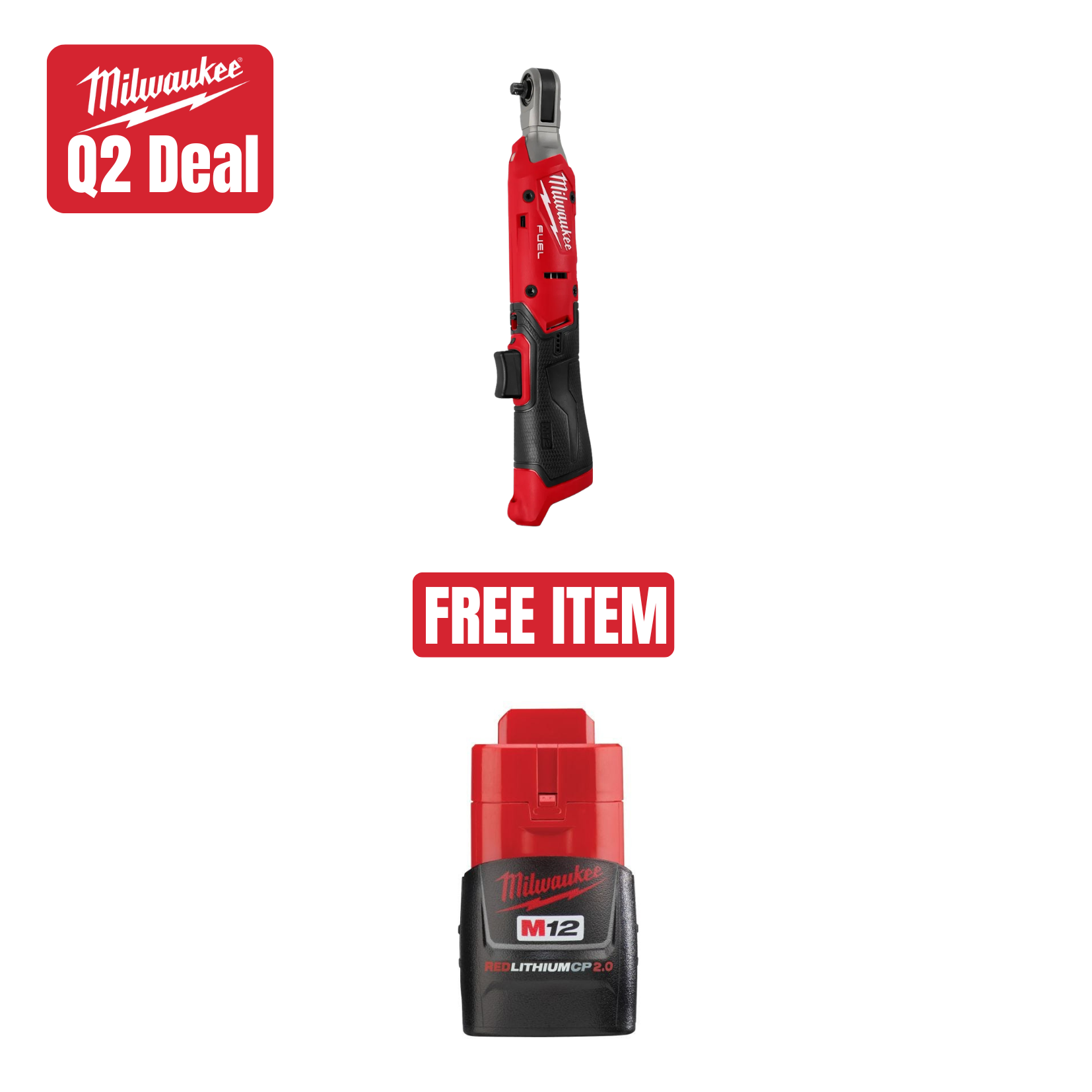 M12 FUEL 1/4" RATCHET w/ FREE 2.0 Battery Main image