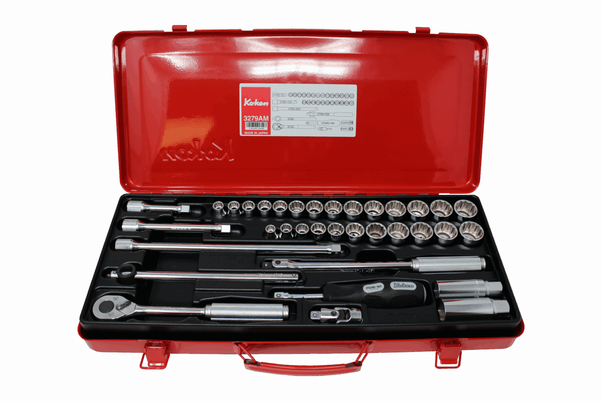 Ko-ken 3285Z Z-Series 3/8" Sq.Dr. Socket Set w/ 72 Tooth Ratchet, 26 pcs.
