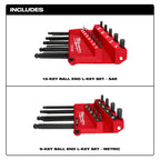 22-Key Ball End L-Key Set - SAE/Metric