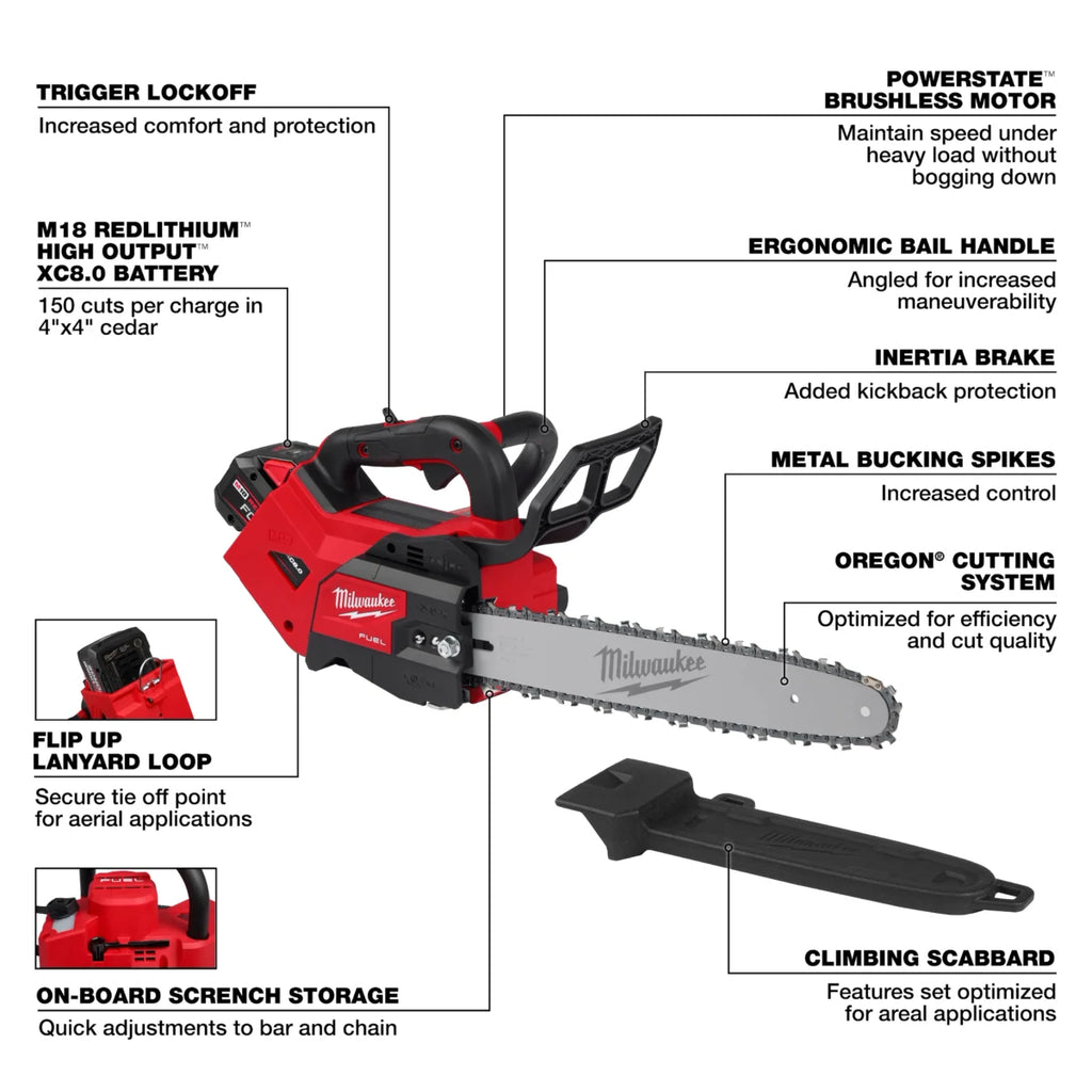 Milwaukee Tool M18 FUEL 14" Top Handle Chainsaw Kit w/ FREE ITEM