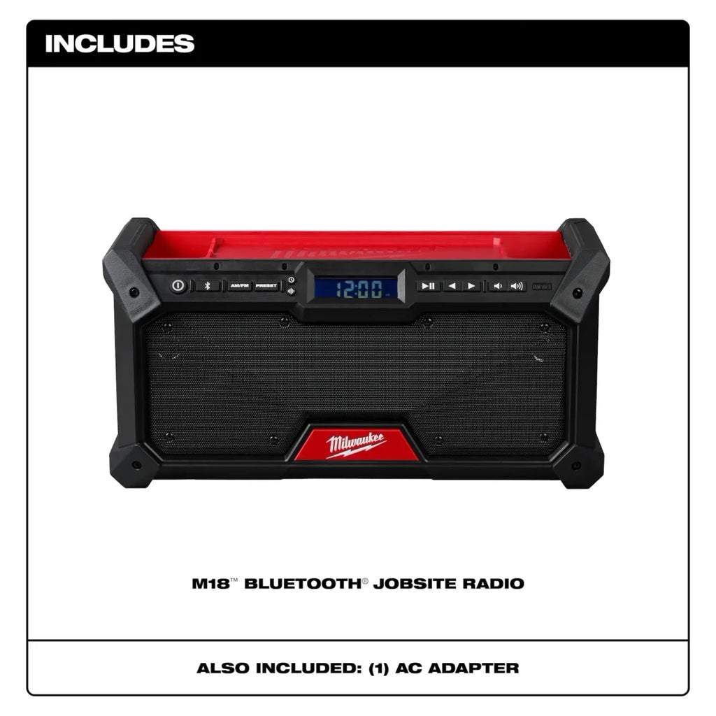 Milwaukee Tool M18 Bluetooth Jobsite Radio w/ 2 Pack of XC5.0 Batteries