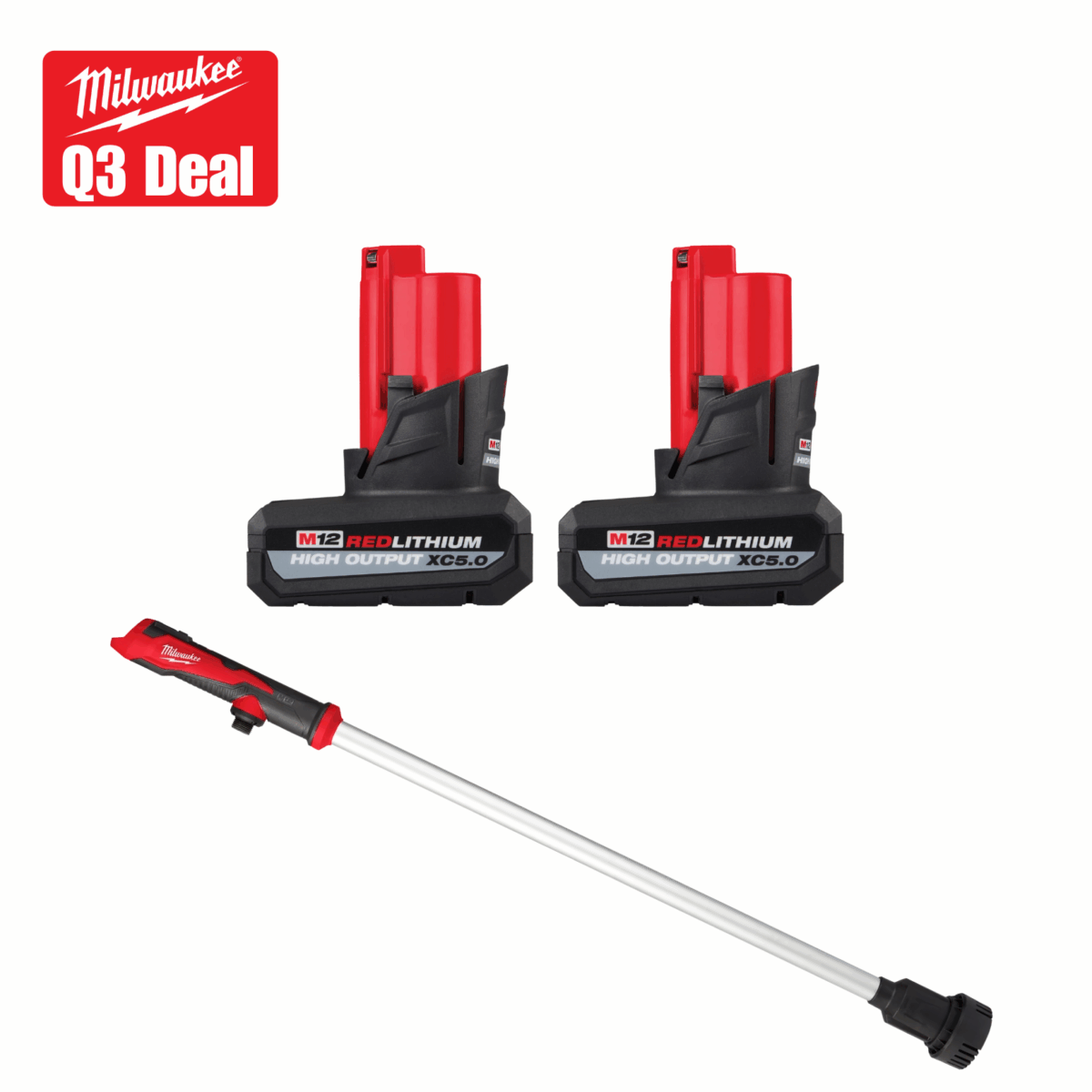 M12 REDLITHIUM™ HIGH OUTPUT™ XC5.0 Battery 2 Pack w/ FREE Milwaukee Tool M12 Stick Transfer Pump