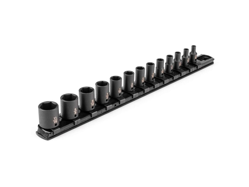 TEKTON 1/4 Inch Drive 6-Point Impact Socket Set with Rail, 13-Piece (5/32-11/16 in.) | SID90100 Main image