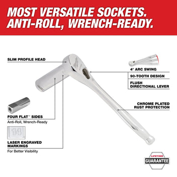 Milwaukee Tool 106pc 1/4" and 3/8" Metric & SAE Ratchet and Socket Set with PACKOUT Low-Profile Organizer