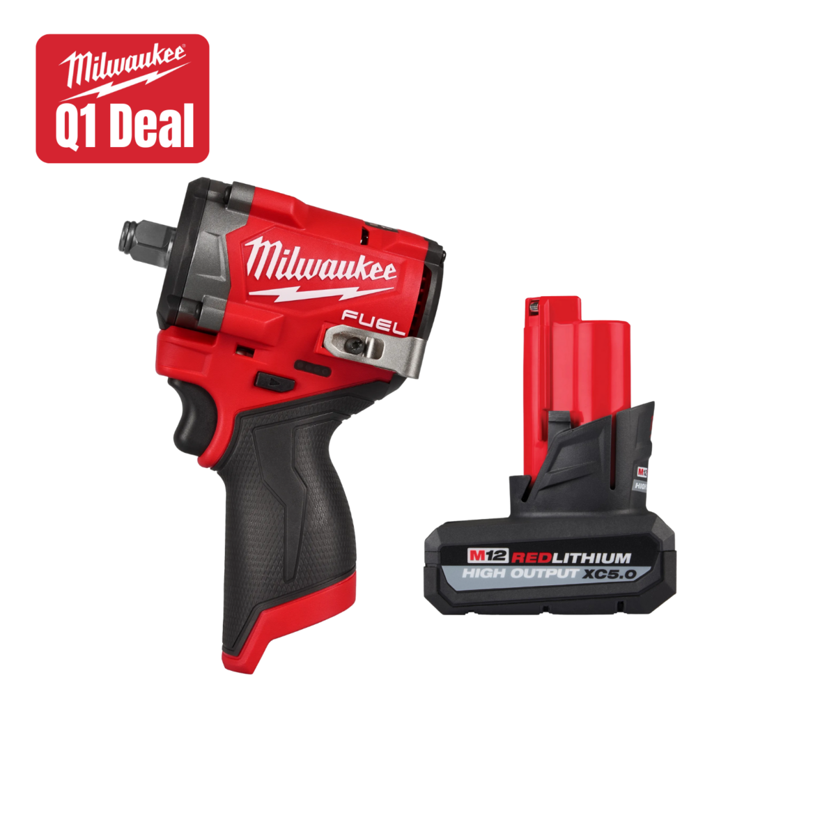 Milwaukee M12 FUEL (STUBBY) 1/2 Inch Impact Wrench (Bare Tool)  w/ Free High Output 5.0 Battery Main image