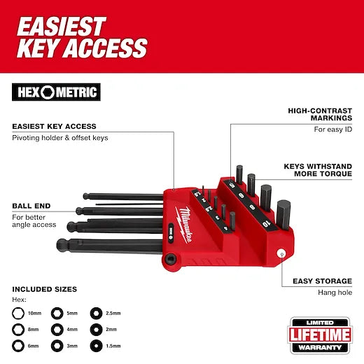 9-Key Ball End L-Style Hex Key Set - Metric Secondary image