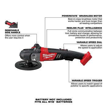 Milwaukee Tool M18 FUEL 7” Variable Speed Polisher w/ FREE Item
