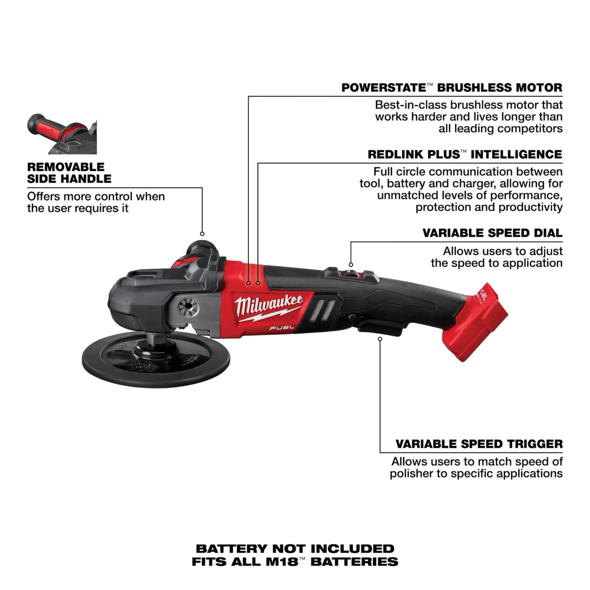 Milwaukee Tool M18 FUEL 7” Variable Speed Polisher w/ FREE Item