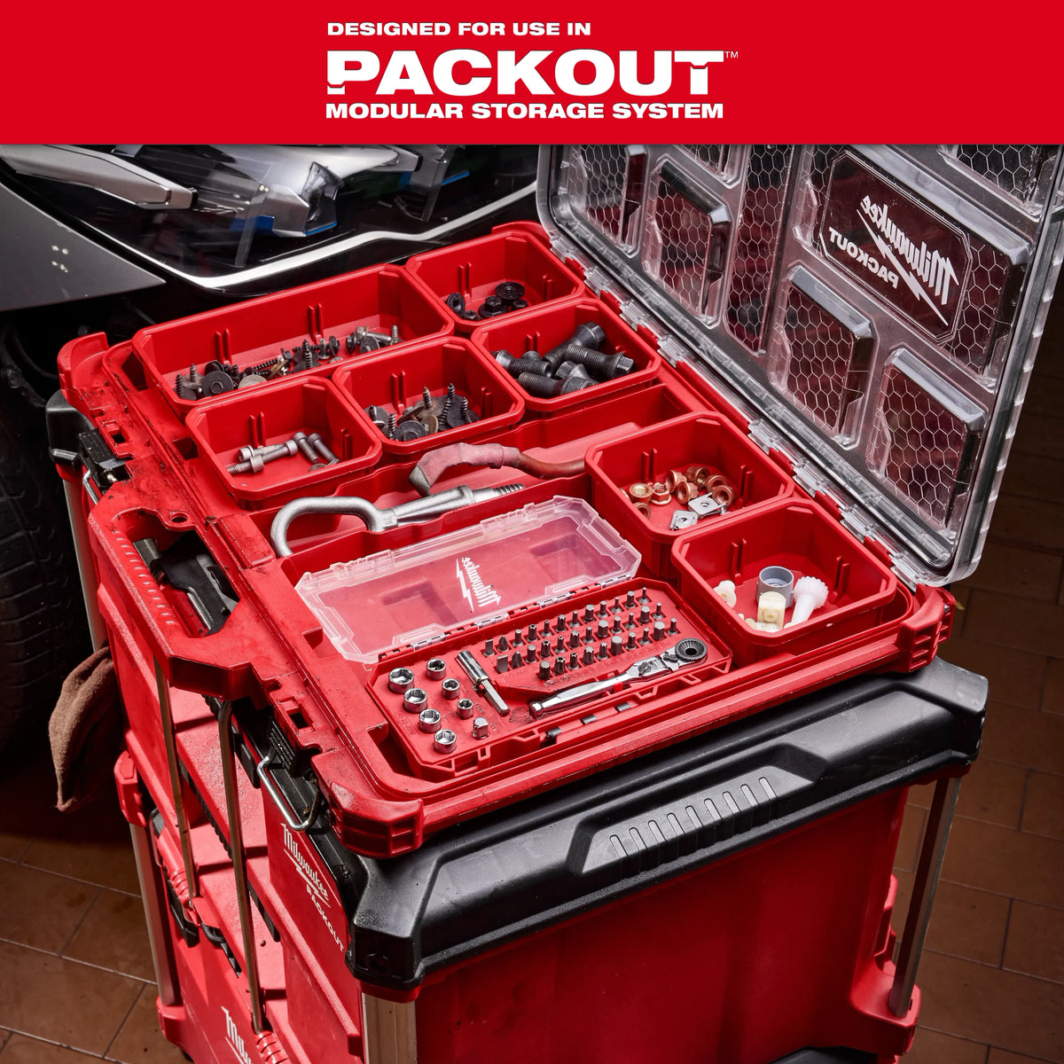 Milwaukee Tool 44 Piece 1/4 Inch Hex Drive Mini Flex Head Ratchet and Bit Set