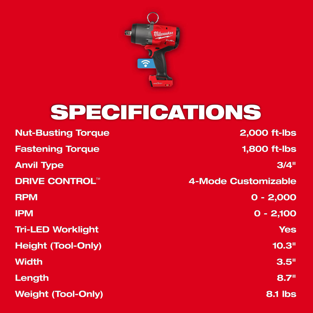 PREORDER: Milwaukee M18 FUEL™ 3/4" High Torque Impact Wrench w/ ONE-KEY™