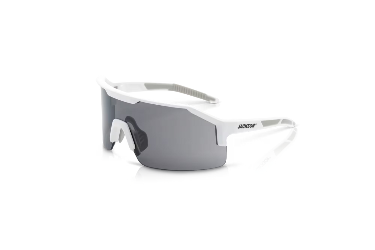 Maxview+ Safety Glasses - White Frame - Smoke Anti-Fog Lens