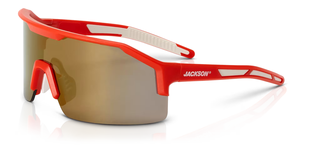 Maxview+ Safety Glasses - Red Frame - Gold Mirror Lens