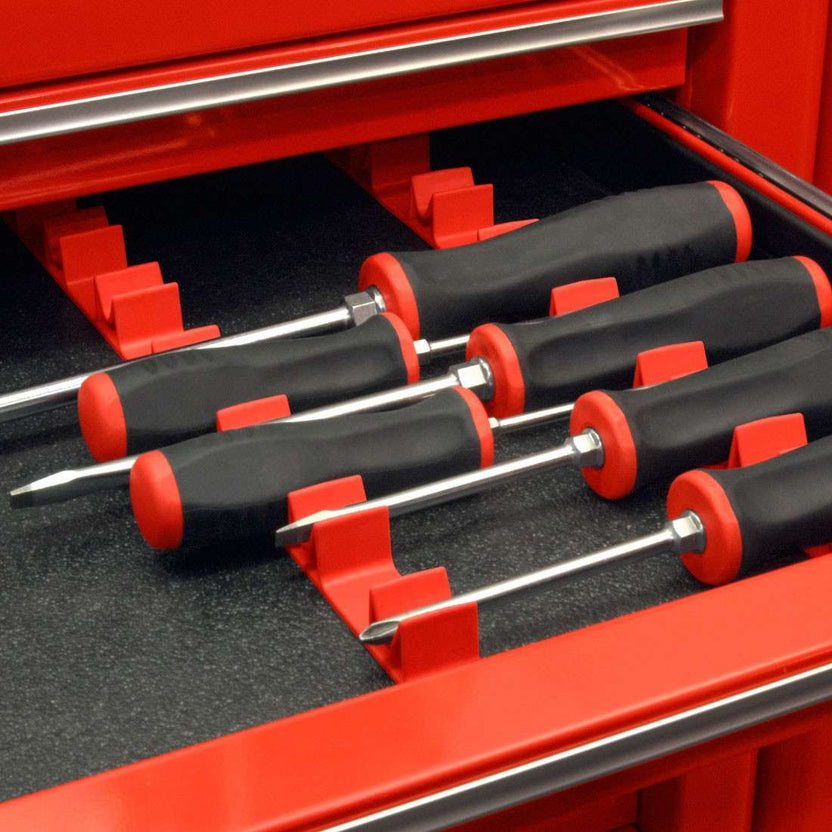 14 Tool “No Slip” Low Profile Screwdriver Rail Set - Red Main image