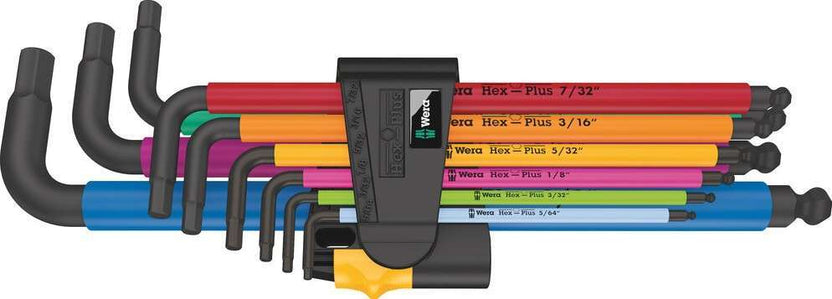 950 SPKL/9 SZ MULTICOLOUR LONG ARM SAE HEX KEY SET (SB Packaging, Clip NEW) Main image