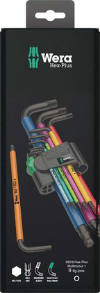 950 SPKL/9 SM N MULTICOLOUR SB LONG ARM HEX KEY SET (SB Packaging, Clip)