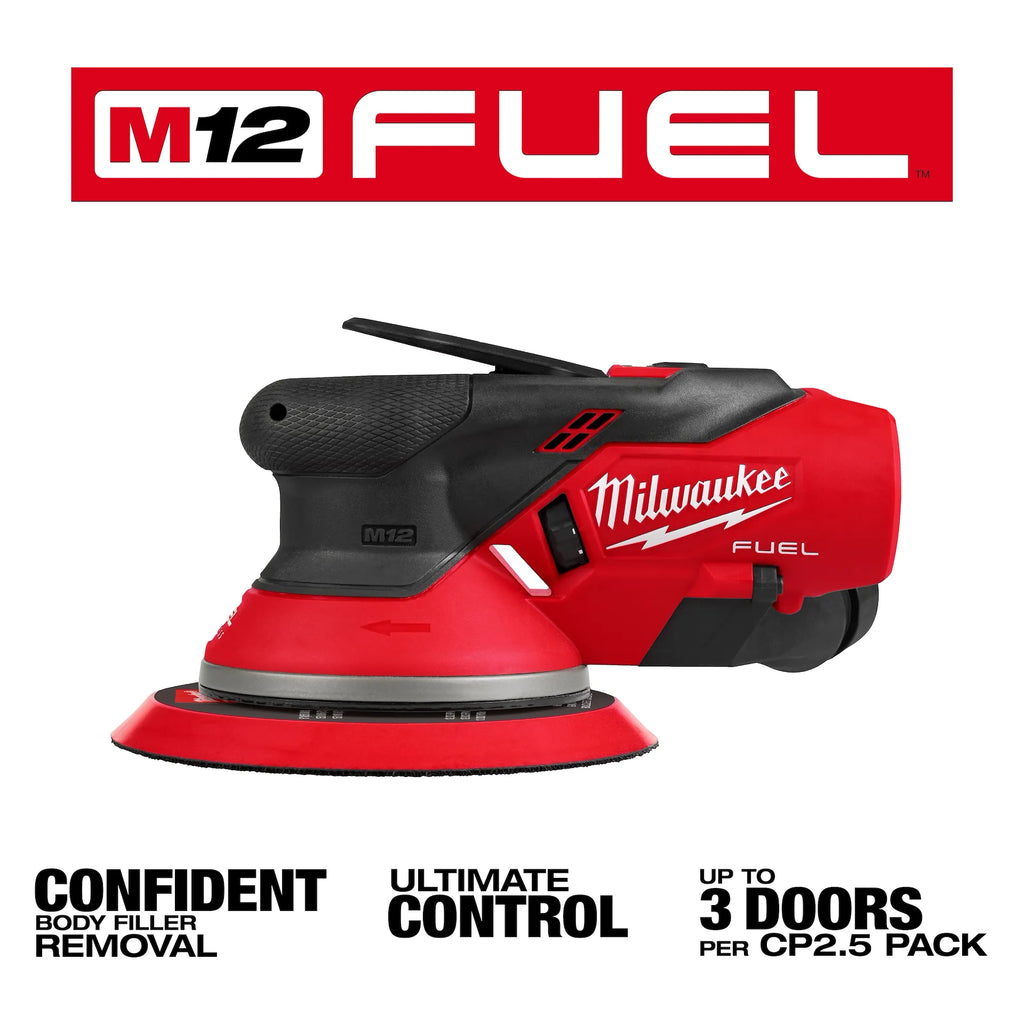 Milwaukee Tool Milwaukee Tool M12 FUEL 6 Inch Lithium-Ion Brushless Cordless 6 in. Random Orbital Sander (3/16 Inch Orbit) Kit