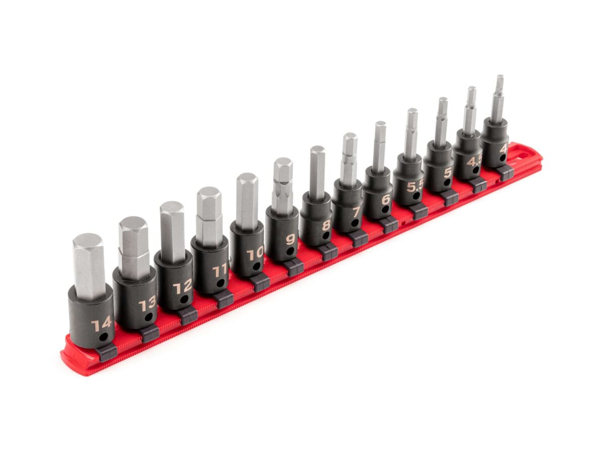 TEKTON 3/8 Inch Drive Hex Impact Bit Socket Set with Rail, 13-Piece (4-14 mm) | SIB91102 Main image