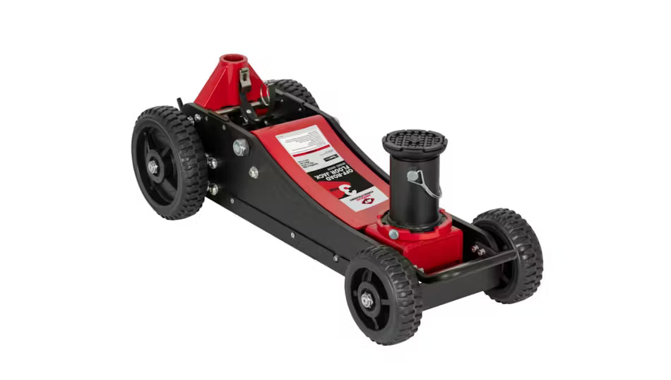 American Forge & Foundry Off Road Service Jack - 3 Ton Aluminum / Steel Hybrid - Double Pump - Min Hieght 5.9 Inch to 28.74 Inch Max Hieght