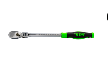 VIM Tools 3/8 Inch Drive 12 Inch OAL 90T Flex Head Ratchet - Usa Made Chrome