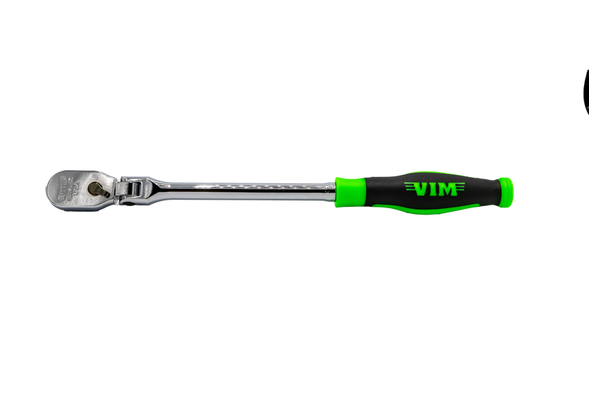 VIM Tools 3/8 Inch Drive 12 Inch OAL 90T Flex Head Ratchet - Usa Made Chrome Main image