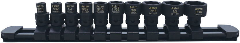 Astro: 10-Piece 1/4″ Drive Low Profile Nano Impact Sockets – SAE Main image
