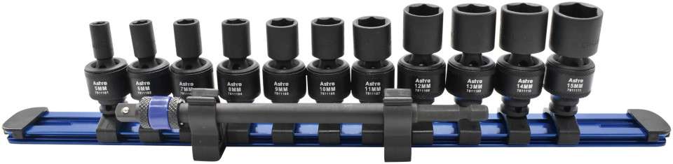 Astro Pneumatic 12pc 1/4" Square & Hex Drive Magnetic Universal 6pt Impact Socket Set for Impact Wrenches & Drivers Main image