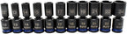 Astro Pneumatic 11pc 1/2 Inch Drive Mid-Length Pinless Universal Impact Sockets - Metric