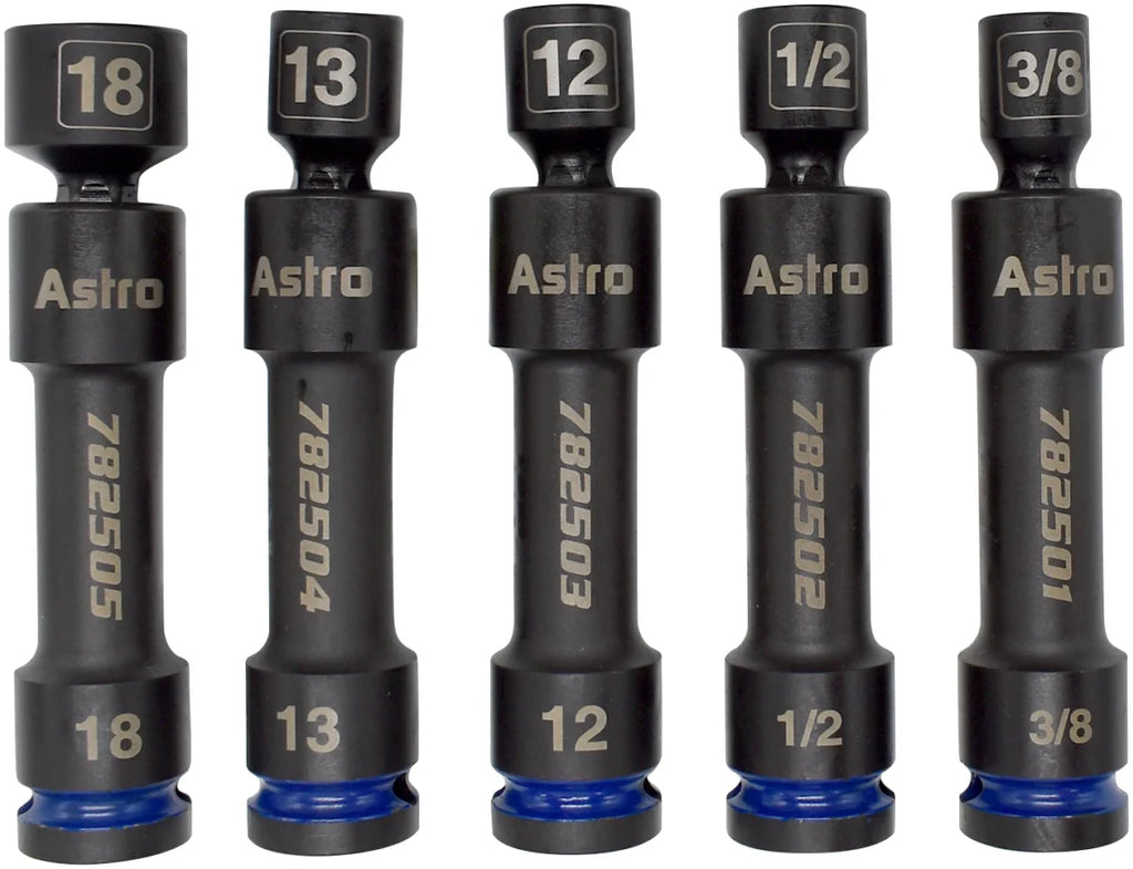 Astro Pneumatic 1/2 Inch Drive 12-Point Pinless Heavy-Duty Driveline Impact Socket Set