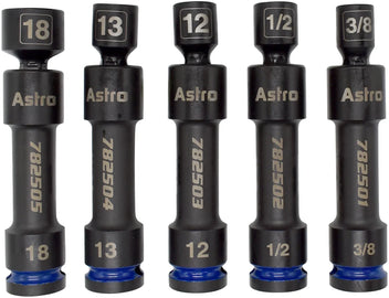 Astro Pneumatic 1/2 Inch Drive 12-Point Pinless Heavy-Duty Driveline Impact Socket Set