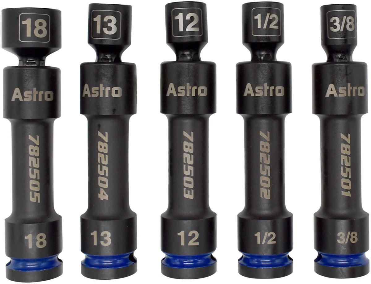 Astro Pneumatic 1/2 Inch Drive 12-Point Pinless Heavy-Duty Driveline Impact Socket Set