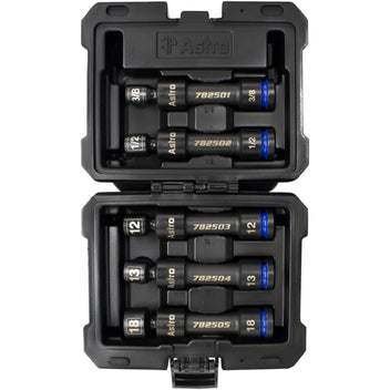 Astro Pneumatic 1/2 Inch Drive 12-Point Pinless Heavy-Duty Driveline Impact Socket Set
