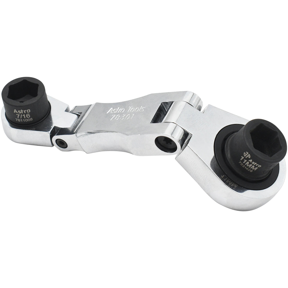 Stubby Ratcheting Flex Head Double Box End Wrench for Nano Sockets