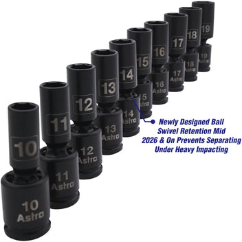 3/8″ Drive Mid-Length Pinless Universal Impact Sockets – Metric