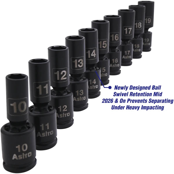 3/8″ Drive Mid-Length Pinless Universal Impact Sockets – Metric