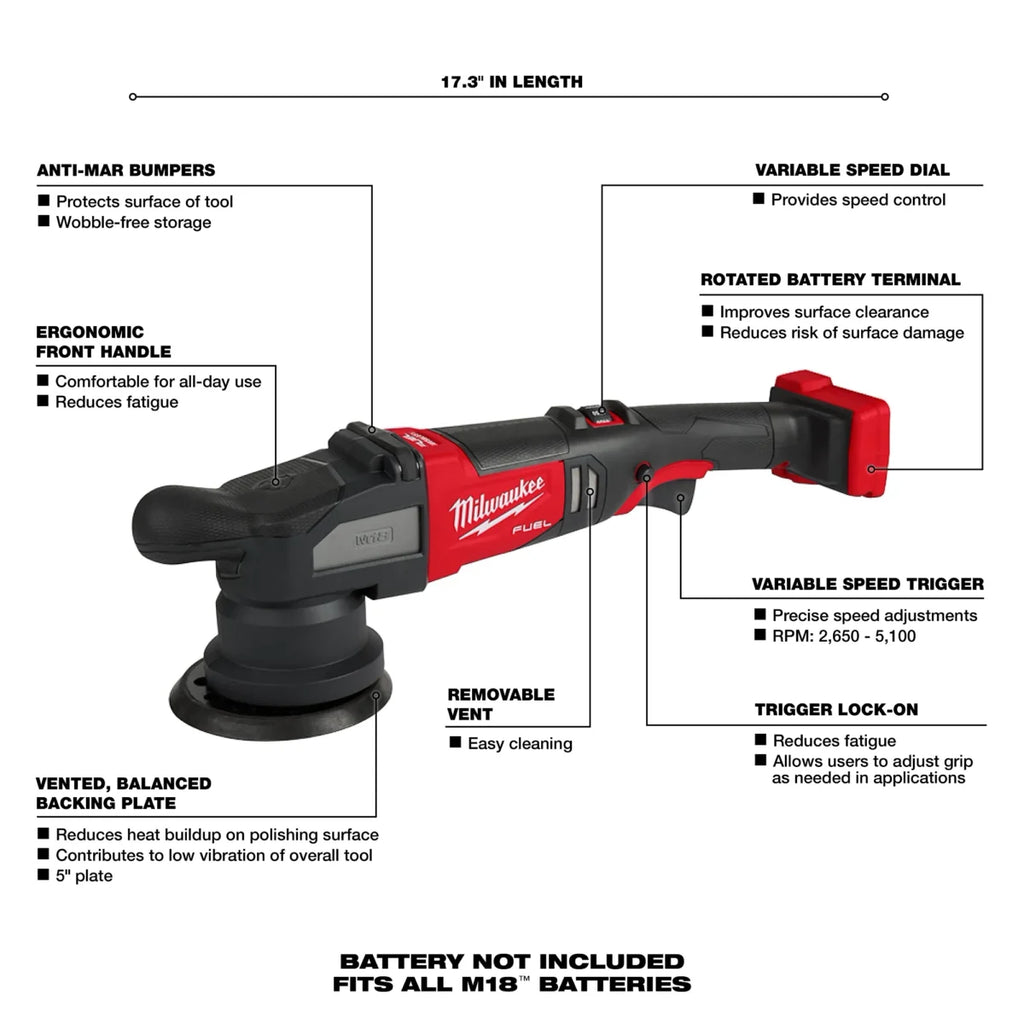 Milwaukee Tool M18 FUEL 15mm Random Orbital Polisher